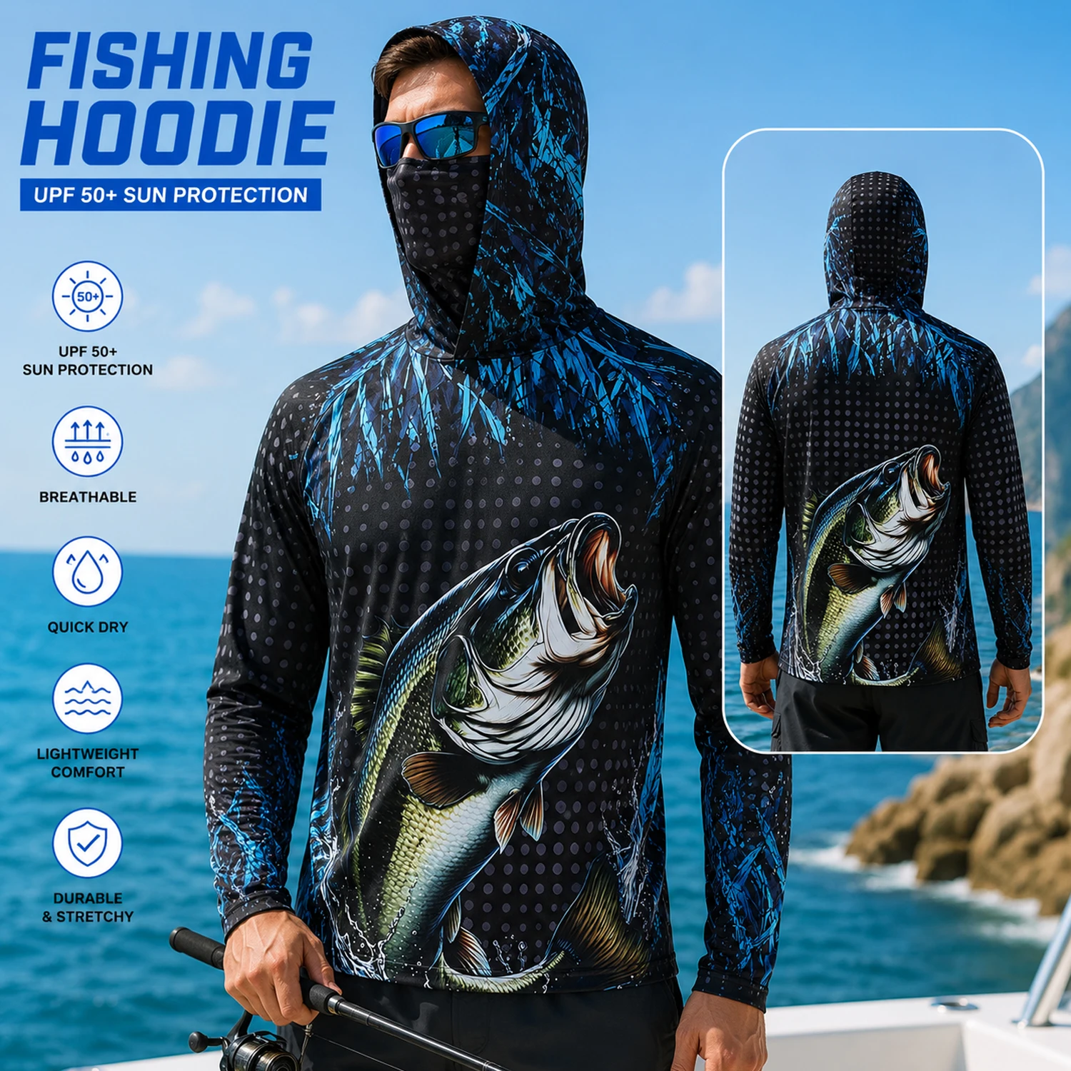 Men UPF50+ Fishing Hoodie with - Hiking review and price