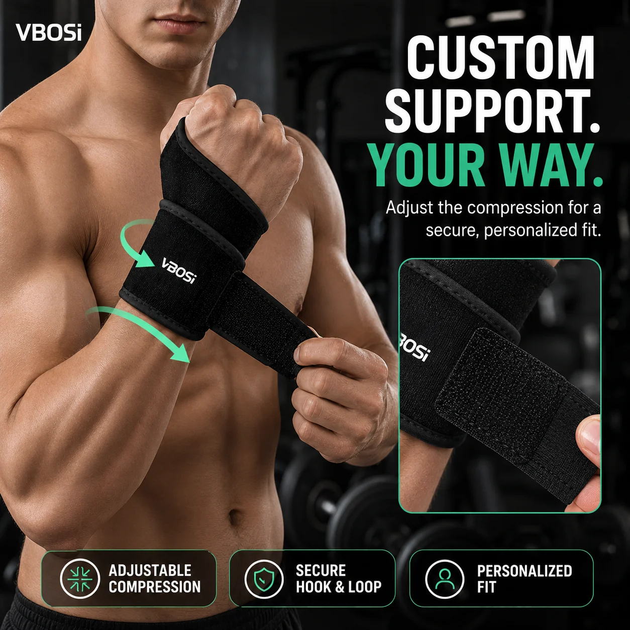 VBSOi Adjustable Wrist Support - Wrist Wraps Weightlifting Support review and price